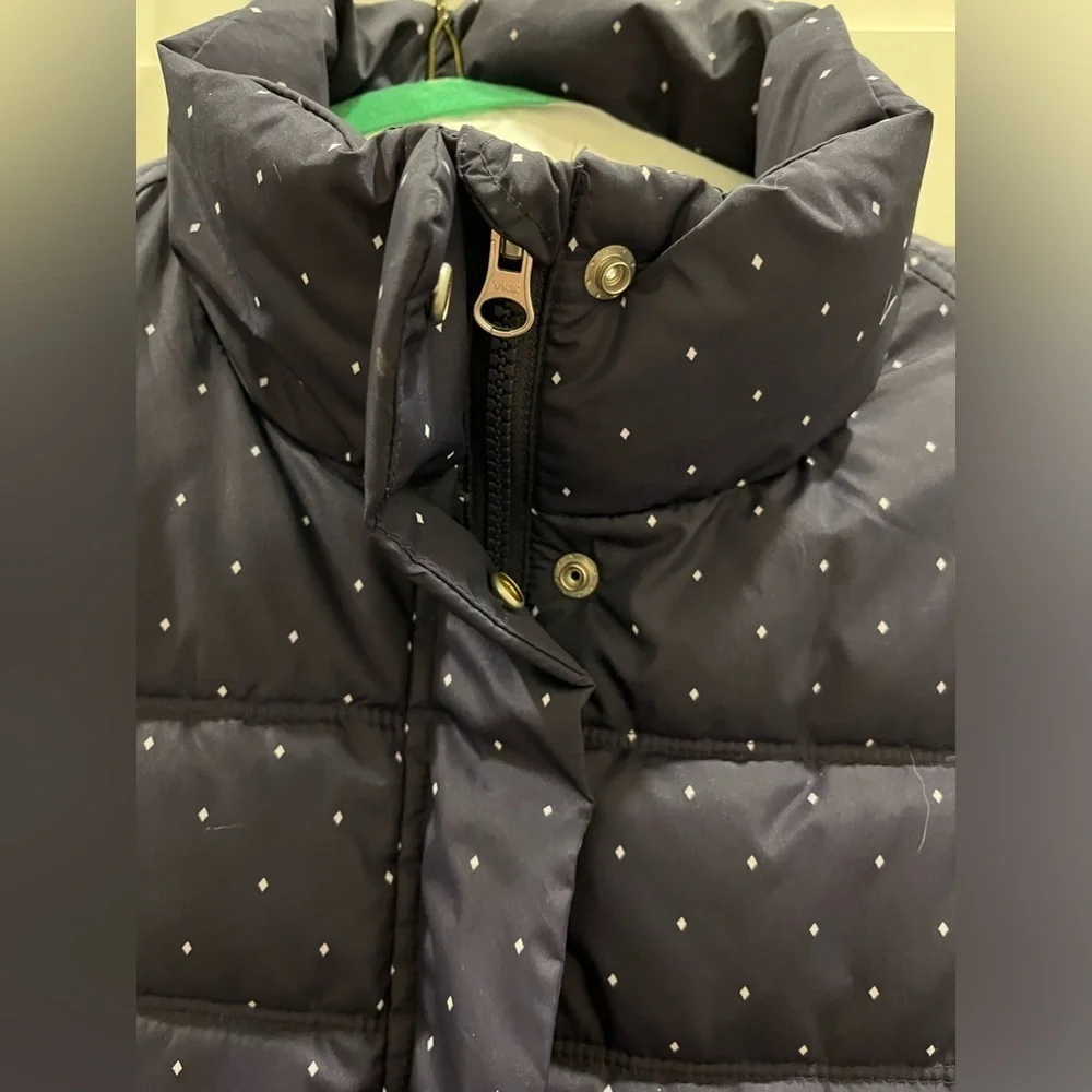 Gap XS navy w white polka dots puffer vest